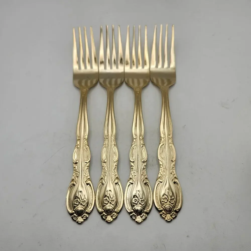 International Silver San Marcos Gold Electroplate Lot 4 Dinner Forks 7 5/8 In
